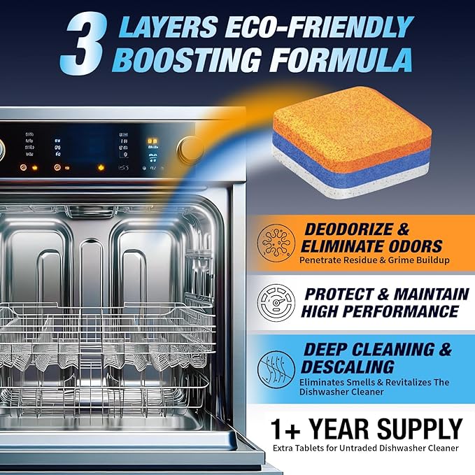 Washing Machine Cleaner Tablets Top Load 28 Pack & Dishwasher Cleaner Deodorizer Descaler Tablets 56 Pack Bundle - 1 Plus Year Supply - Septic Safe Eco Friendly Formula