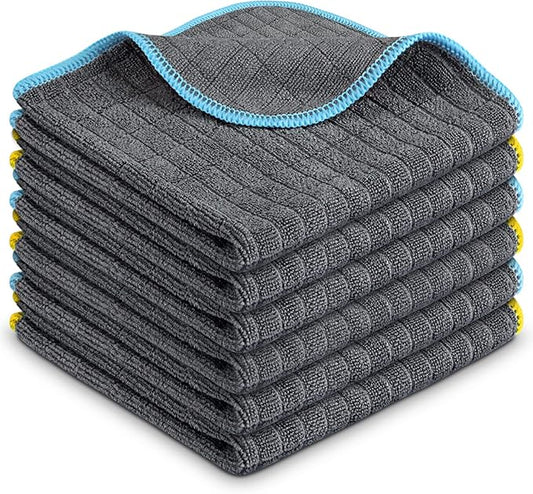 Airlab Microfiber Cleaning Cloth for Household Dust Rags for Cleaning All-Purpose Towels Streak Free Kitchen Dishes Reusable Pack of 6, 12" x 12"