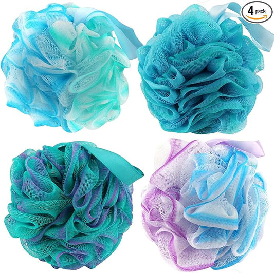 Chuya Bath Sponges Loofahs 60g,4 Pack Exfoliating Bath Sponge Body Scrubber Shower Loofa Balls for Women Men Children Washing