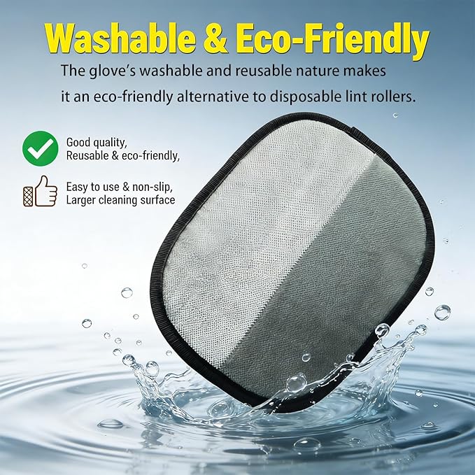 Pet Hair Removal Glove for Cats & Dogs, Electrostatic Grooming Glove for Pet Shedding Hair, Reusable Fur Remover for Furniture Sofa Carpet Car, Lint Cleaning Tool (2 Pcs)