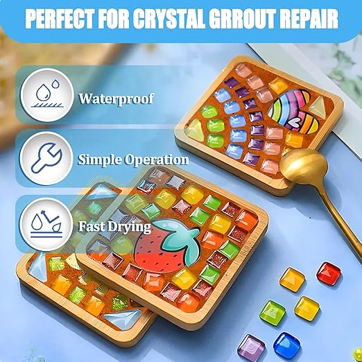 OOTDART Mosaic Crystal Grout, Mosaics Tile Tools, Mosaic Tile Accessories – Essential for Handmade Grouting and Perfect for DIY Craft Projects (Orange Red, 4.5oz)
