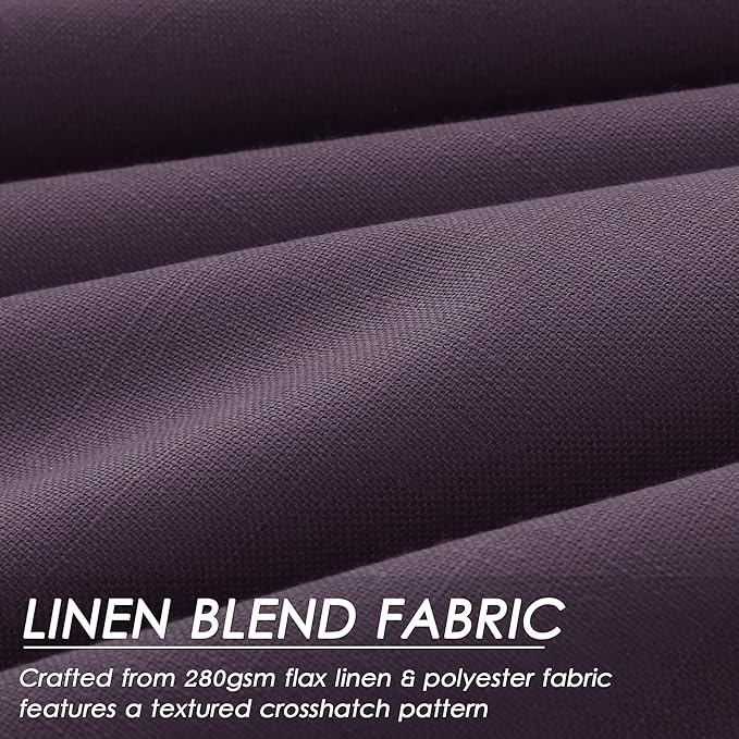 Nanspring Plum Linen Blackout Curtains 84 Inches Long Back Tab Rod Pocket Sound Absorbing Light Blocking 2 Panels Set for Dining Room Neutral Rustic Modern Farmhouse Curtains Drapes 52x84