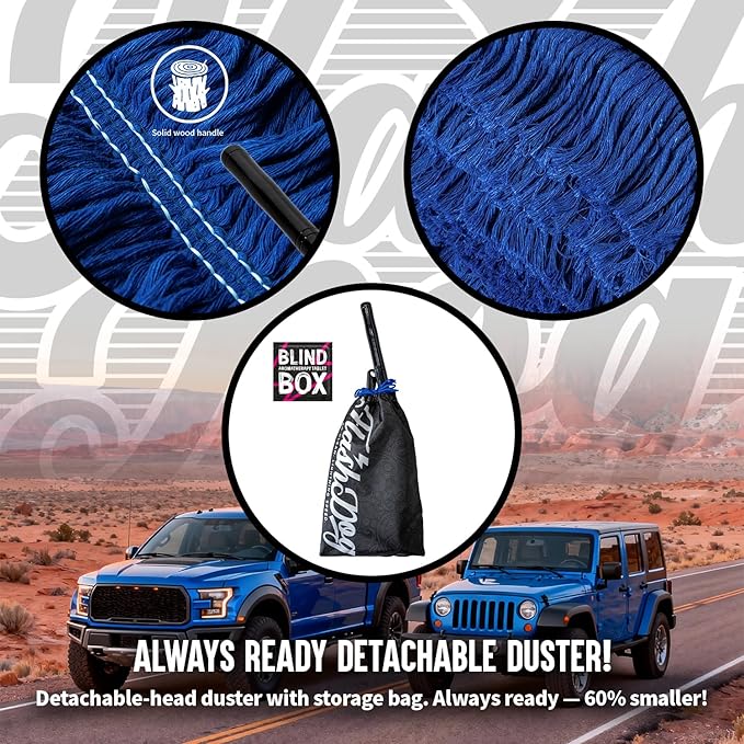 Flash Dog Car Duster Exterior Scratch Free - Wood Handle Waterless Cleaning for Cars/SUV/Truck/RV | Waxed Cotton, Portable Waterless Dust & Pollen Remover