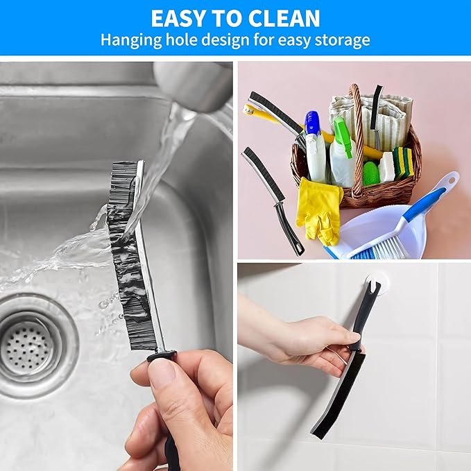 3Pcs Hard Bristle Crevice Cleaning Brush, Small Cleaning Brush, Grout Cleaner Brush, Toilet Brush, Scrub Brush for Shower Tile, Skinny Gap Cleaning Tools for Kitchen, Home, Household, Window