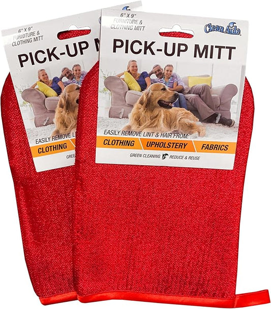 CleanAide Hair Magnet Pet Fur Removal Mitt, Lint, Fur, and Dander Cleanup for Furniture, Clothing, and Upholstery, Reusable, Durable, Quick & Easy Cleaning, Red, 2-Pack