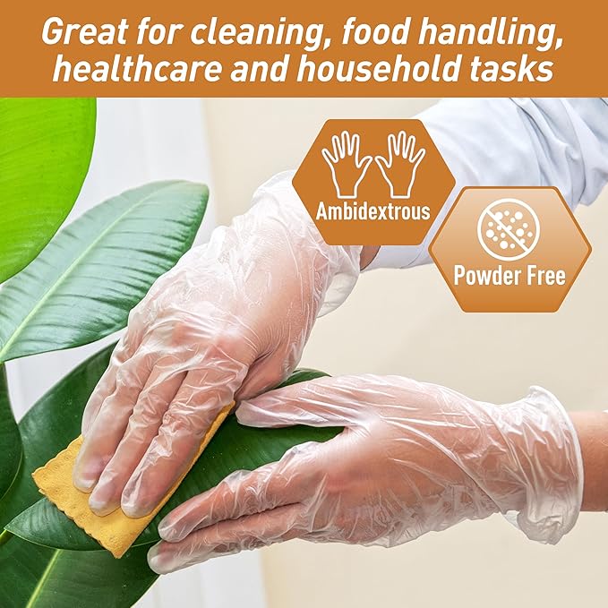 Med PRIDE Vinyl Gloves| X-Large Box of 100| 4.3 mil Thick, Powder-Free, Non-Sterile, Heavy Duty Disposable Gloves| Professional Grade for Healthcare, Medical, Food Handling, and More