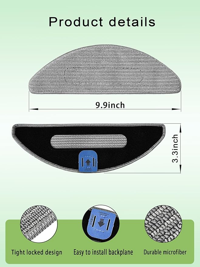 E-HAO 6 Pack Vacuum Replacement Part Mopping Pads Compatible for iRobot Roomba Combo j5, j5+, i3, i3+, i5, i5+, i8, i8+ Model. Washable and Reusable Microfiber Cleaning Refill Mopping Pad Accessories