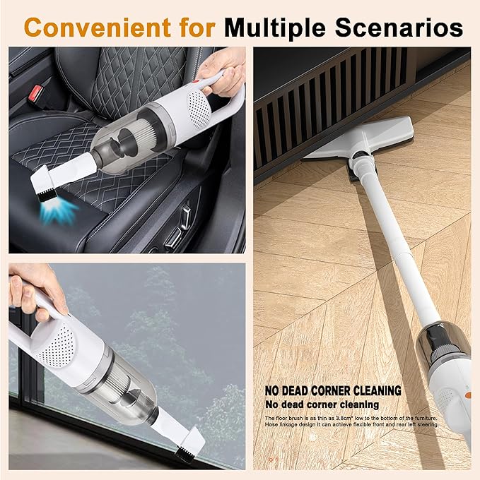 SIPPON 6-in-1 Lightweight Stick Vacuum Cleaner with 100W Powerful Motor, Mini Portable Household Handheld Vacuum Cleaner for Domestic Hard Floors, Carpets and Pet Hair(Porcelain White Corded)