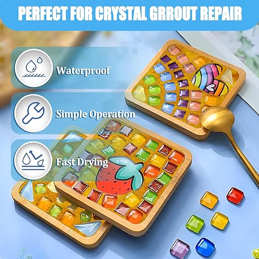 OOTDART Mosaic Crystal Grout, Mosaics Tile Tools, Mosaic Tile Accessories – Essential for Handmade Grouting and Perfect for DIY Craft Projects (Gold, 8.8oz)