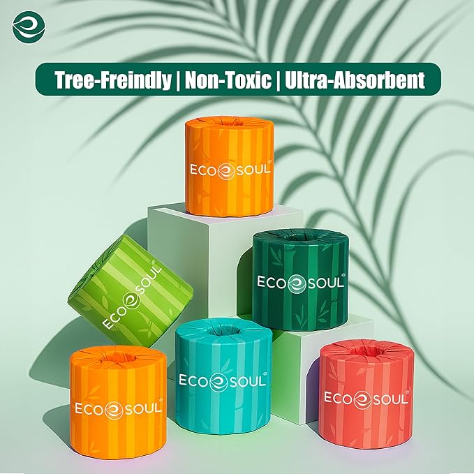 Eco Soul Premium Bamboo Toilet Paper 3 Ply | 36 Mega Rolls | 300 Sheets Each | FSC Certified Hypoallergenic, Textured & Skin-Friendly Septic-Safe Soft Bathroom Tissue Eco-Friendly Chemical & Dye Free