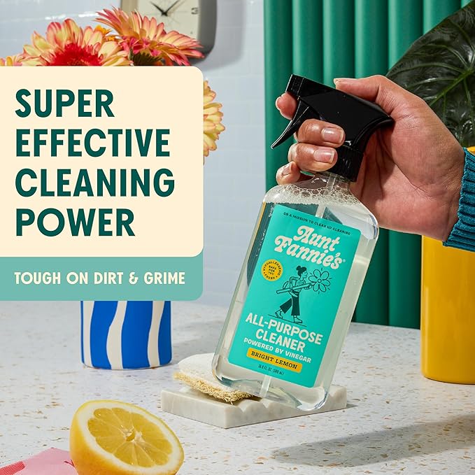 Aunt Fannie's Multi-Surface Vinegar Cleaning Kit: All Purpose Spray, Cleaning Wipes, and Floor Cleaner (Lemon, Cleaning Bundle)