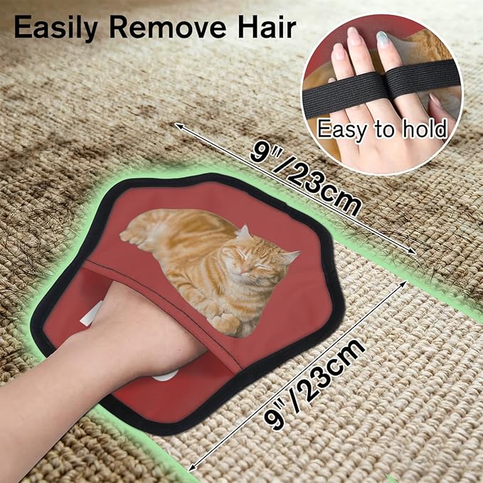 XIOBODR Personalized Pet Hair Remover Glove for Dogs & Cats - Custom Photo & Name Magic Brush for Dog Cat Hair Removal, Reusable Electrostatic Pet Hair Gloves for Furniture Carpet Couch, Photo Red