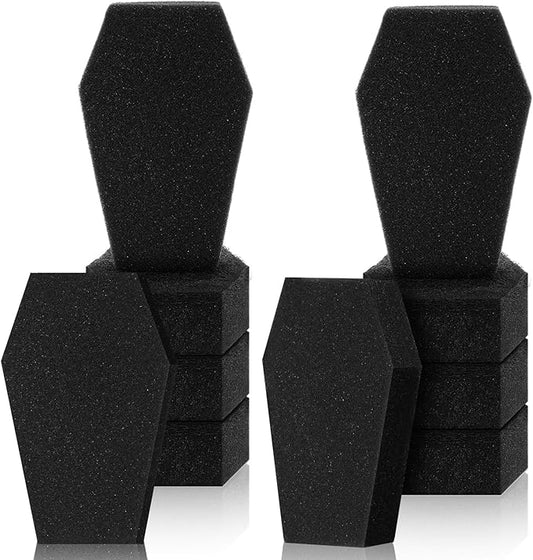 Tioncy 12 Pack Coffin Sponges Kitchen Bulk Dual Sided Scrubber Halloween Sponges Dishwashing Non Scratch Coffin Kitchen Accessories Dish Scouring, Black