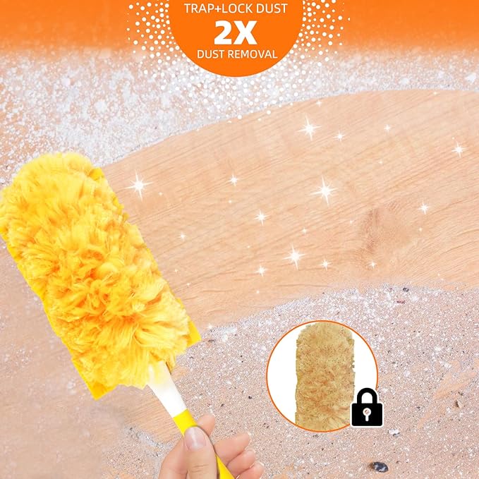 20 Pack 360 Dusters Refills for Swiffer Dusters, Unscented Heavy Duty Duster Kit Disposable Dusters Refills with 1 Handle for Cleaning Furniture, Blinds, Ceiling Fans