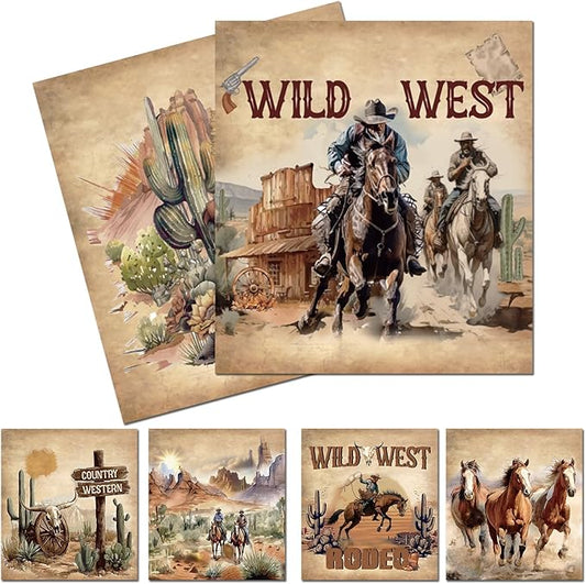 Western Cowboy Swedish Dishcloths for Kitchen, 6 Pcs Reusable Horses Swedish Dish Cloths, Absorbent Sponge Cleaning Dish Cloths for Farmhouse Kitchen Cooking Home Decoration Housewarming Gifts