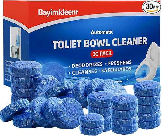 Bayimkleenr Automatic Toilet Cleaner Tablets, Septic Tank Safe, Removes Hard Water Rings and Stains, Deodorizes, Fresh Scent Toilet Tank Cleaner for Bathroom-(30 PACK)