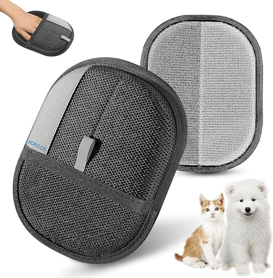 Jioroos Pet Hair Removal Glove for Cats & Dogs, Upgraded Electrostatic Reusable Pet Hair Remover Tool, Magic Fur Removal Mitt for Laundry, Couch, Carpet, Car Seat, Pet Grooming Gloves (1)