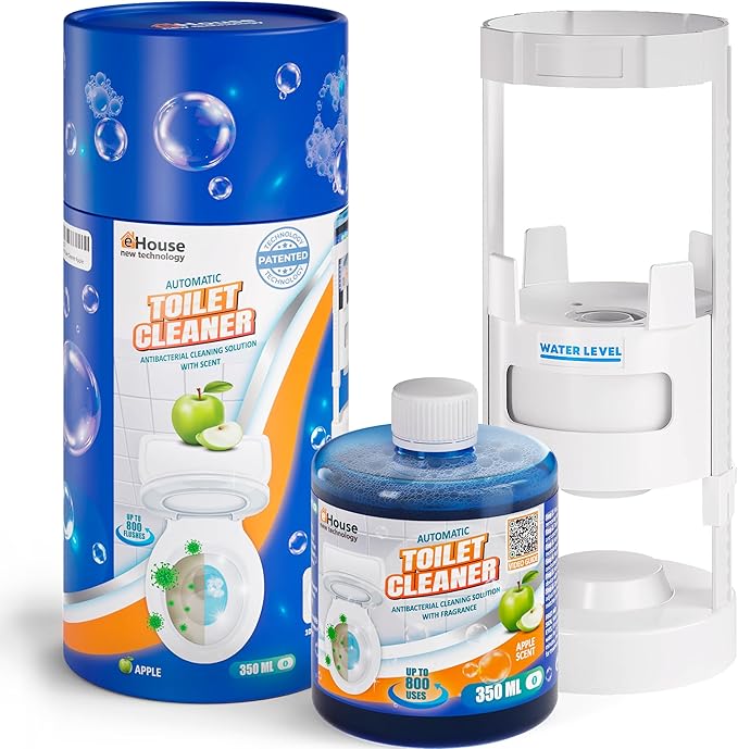 eHouse Automatic Toilet Bowl Cleaner with Refill — Antibacterial Flush-Activated Cleaning System, Long-Lasting Performance & Fresh Apple Scent