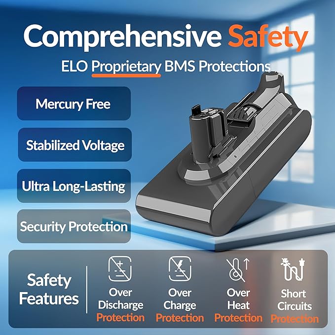 95 Mins V11/V15 Battery Replacement - High Capacity, Fast Charging, Strong Suction - Built for Dyson V11/V15 Click-in battery vaccums/ Detect Submarine/Outsize/Extra/Absolute Series - SV15,SV22, SV47