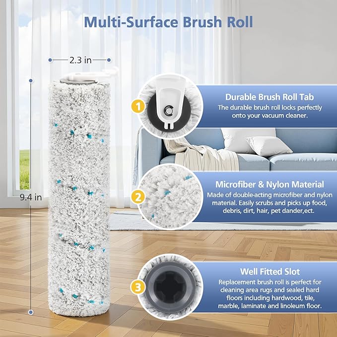 3 Pack Multi-Surface Brush Rolls 2787 and Vacuum Filters 1866 Compatible with Bissell CrossWave Max 2554 2554A 2590 2593 2596, for HydroSteam Plus 35151 3515 35152 3513 3518, Part 1618638 & 1608684