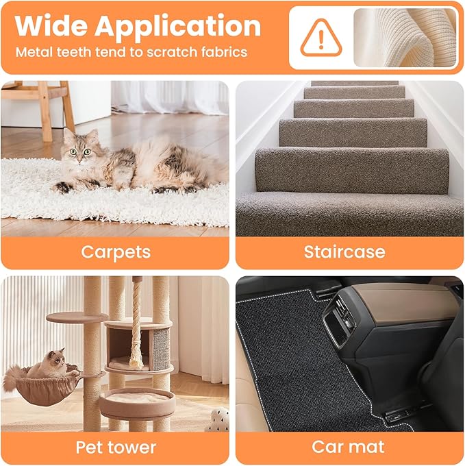Bolfie 3 in 1 Carpet Rake for Pet Hair Removal, Tool Set of 3, 55” Long Handle Carpet Pet Hair Removal Carpet Scraper Dog Cat Hair Remover for Sofa, Couch, Car, Rug (Orange)