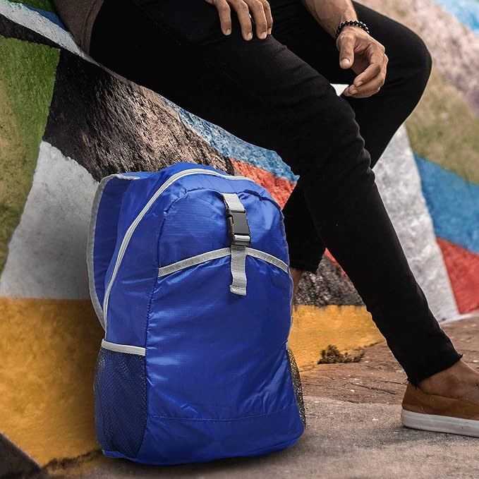 DISCOUNT PROMOS Lightweight Travel Packable Backpacks Set of 6, Bulk Pack - Perfect for Camping, Outdoor Sports - Blue