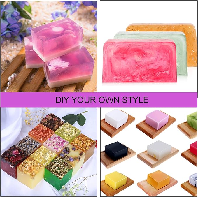 ZOENHOU 3PCS 42oz Blue Soap Molds, Flexible Rectangular Silicone Soap Making Molds Kit with Wood Box DIY Tool Set for Soap Making Supplies
