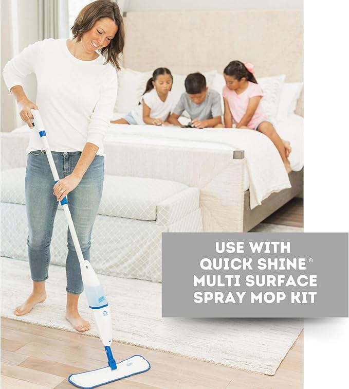 Quick Shine Hardwood Floor Cleaner 64oz, 4Pk| Use in Spray & Vac Mops| Removes Dirt & Scuff Marks| Ready-to-Use, Streak Free, No Rinse| Safer Choice Cleaner| Perfect for Gentle and Effective Cleaning
