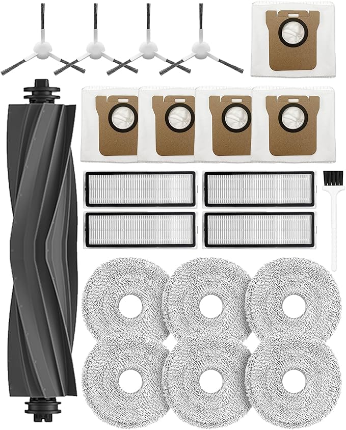 Replacement Part for Dreame L10 Ultra /L10s ultra /L10s pro/ L10s Pro Gen 2/ L10 prime; Xiaomi X10+/ X20+ Vacuum Cleaner,1Rubber Main Brush,6Mop Pads, 5Dust Bag,4Filters-iRobacc 21 PCS