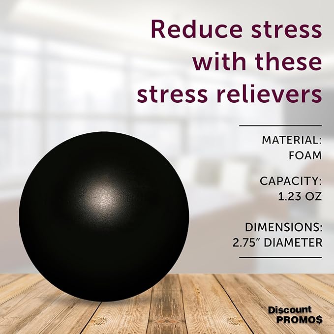 Squeeze Balls for Adults Set of 10, Bulk Pack - Relief, Perfect for Your Desk, Office or Home - Black