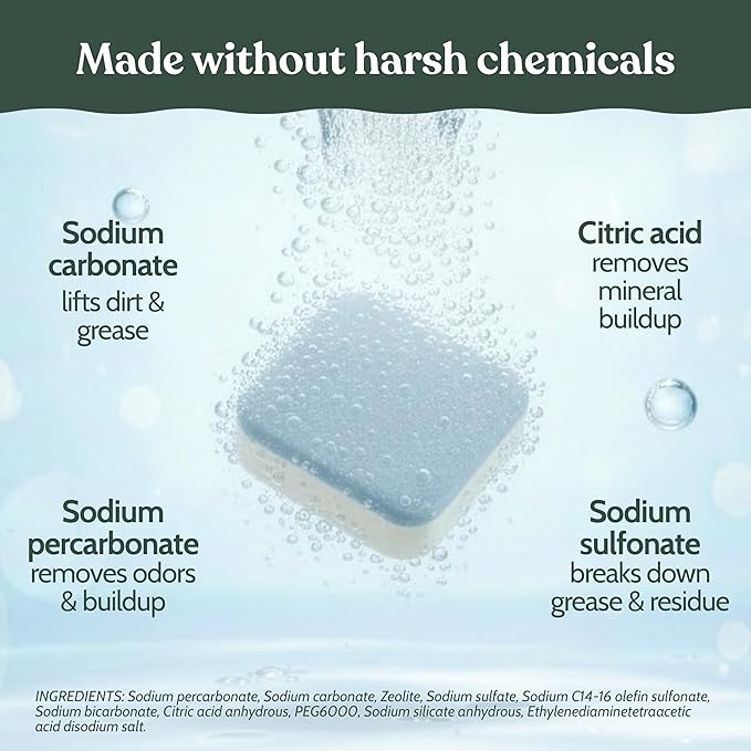 Roobi Washing Machine Cleaner Tablets compatible with Maytag. Deep Clean Formula Eliminates Odor, Residue & Build-Up. Carbon-Neutral & Septic-Safe 24-Pack Cleaning Tablets.
