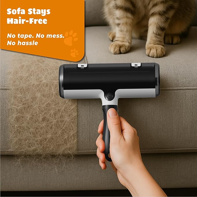 Tailio Pet Hair Remover and Reusable Lint Roller - Cat and Dog Hair Remover for Couch, Furniture, Carpet, Clothing and Bedding - Portable, Multi-Surface Fur Removal Tool (Gray)