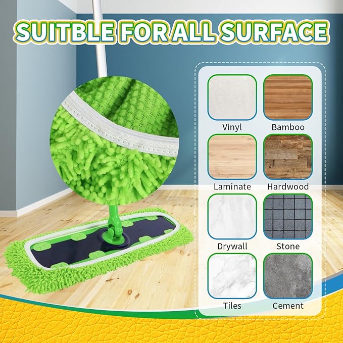 2 Pack X-Large Reusable 100% Coral Fleece Mop Pads Compatible with Swiffer XL（17'' x 5''）, Washable Pads for Surface/Hardwood Floor Cleaning (Mop is Not Included)