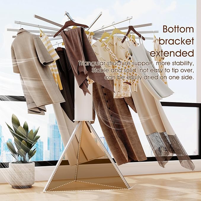 Tripod Clothes Drying Rack,Drying Rack Clothing Foldable,(16 Aluminium Poles),Standing Dry Racks,Laundry Drying Rack,Clothes Hanger Rack,Laundry Rack Folding,Collapsible,Retractable