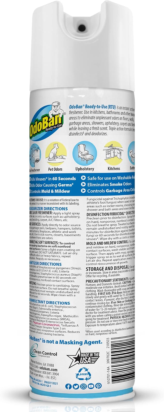 OdoBan Multipurpose Cleaner Disinfectant and Harsh Smell Eliminator Fabric/Air Freshener Pack: Ready-to-Use 360-Degree Continuous Spray, 1 Gallon Concentrate, Solid Smell Absorber, Fresh Linen Scent