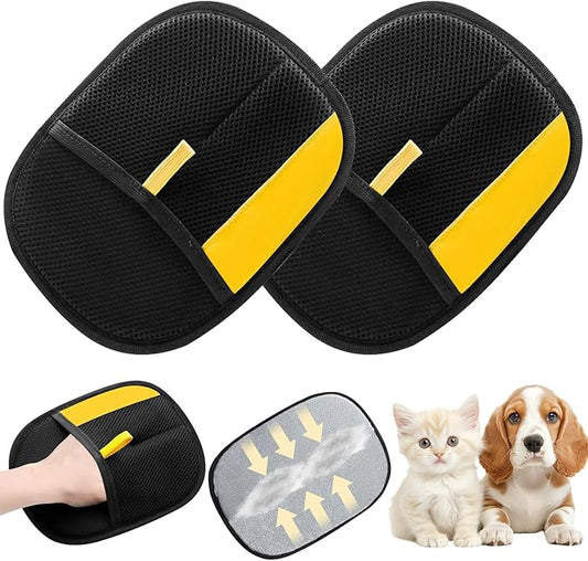 marveher Pet Hair Removal Gloves,Electrostatic Gloves Pet Hair, Efficient Grooming Glove for Cats Dogs, Reusable Pet Hair Removal Tool for Couch, Furniture, Carpet, Curtain (2)
