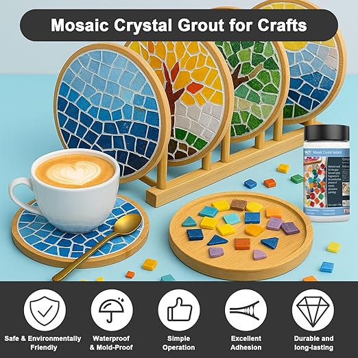 WAN2TLK Mosaic Crystal Grout Kit, Mosaic Tile Accessories, No Water Needed, Fast-Drying, Essential for Handmade Grouting, Mosaic Crystal Sealant for All Tiles & Surfaces