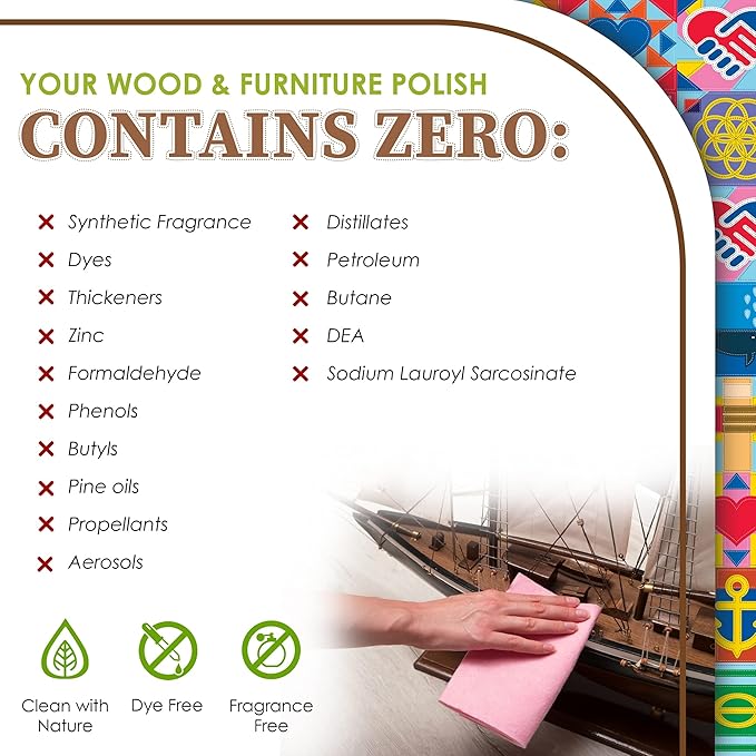 Truly Free Natural Wood Cleaner & Furniture Polish - Leather Cleaner, Vinyl, Furniture & Wood Polish, Helps Remove Water Stain, Unscented - Includes: 1 Refillable Empty 12oz Bottle & 1 Refill(3 fl oz)