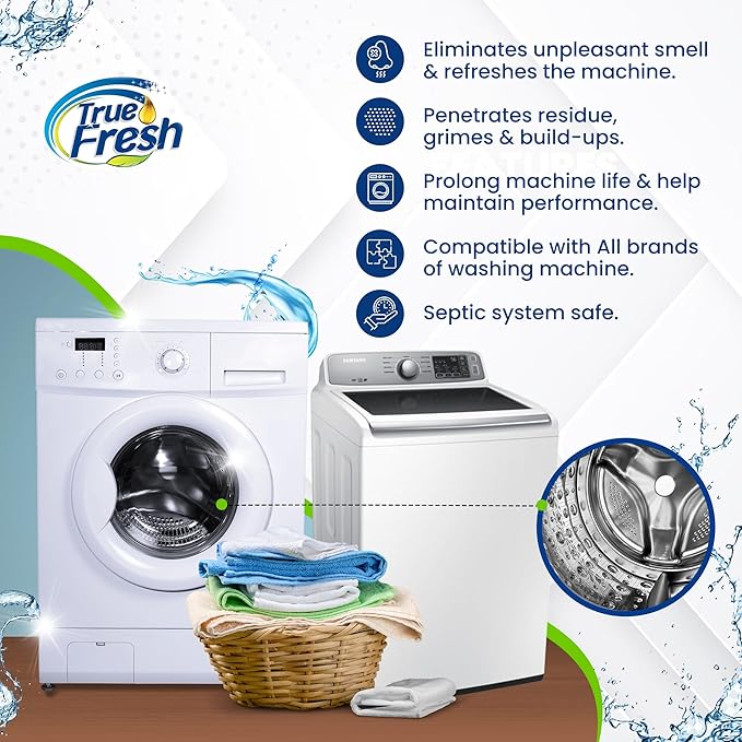 True Fresh Washing Machine Cleaner Tablets 15 pack & Multi-Surface Cleaner Tablets 24 pack – Ultimate Combo for All Types of Washers & Home Surfaces