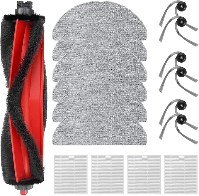 Chuancheng Q7 M5+ Replacement Parts for Roborock Q7 M5/ Q7 L5 / Q7 L5+ Vacuum Cleaner, 17Pcs Accessories KIt with 1 Main Brush, 6 Mop Pad, ６ Side Brush, ４ HEPA Filter