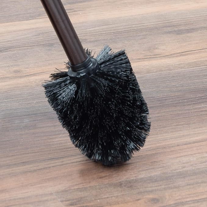 JS Jackson Supplies Sleek Toilet Brush and Holder with Metal Handle - Bronze, Pack of 2