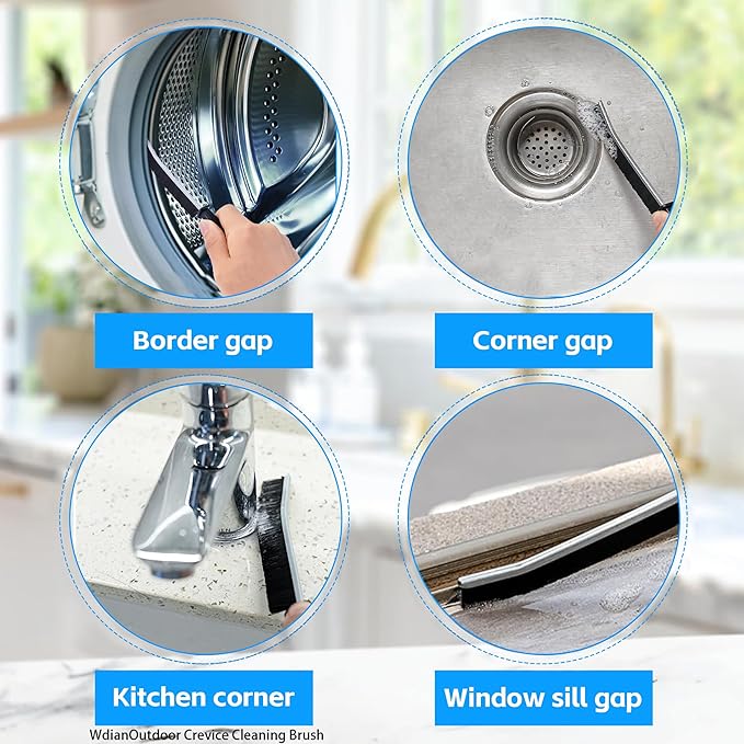 6Pcs Hard Bristle Crevice Cleaning Brush, Small Cleaning Brush, Grout Cleaner Brush, Toilet Brush, Scrub Brush for Shower Tile, Skinny Gap Cleaning Tools for Kitchen, Home, Household, Window