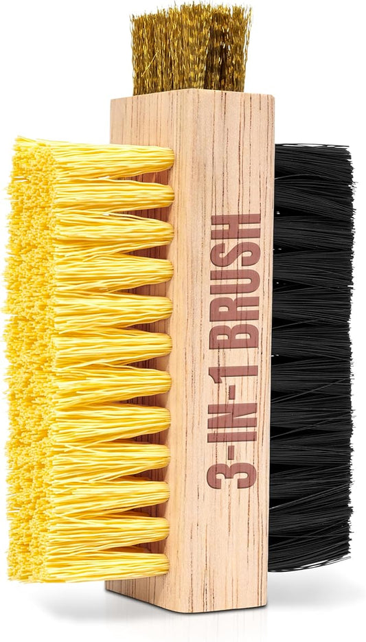 Pink Miracle Multi Purpose Shoe Cleaning Brush - with Strong, Medium and Soft Bristles for All Fabric Types