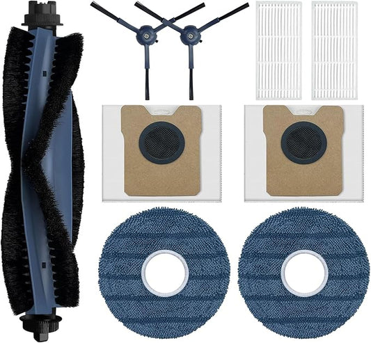 9 Pack Accessories Compatible With Eufy Omni C20 Robot Vacuum Cleaner, Replacement Parts Include: 1 Main Brush, 2 Side Brushes, 2 Mop Pads, 2 Filters, 2 Dust Bags