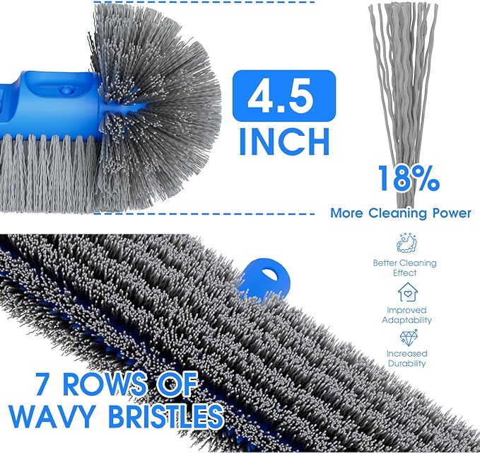 TidyMister 3-in-1 Pool Cleaning Kit Full Set - 18in Rounded End Pool Brush & Ergonomic Pool Vacuum Head with Wheels& Pool Nylon Net Fine Mesh for Above Ground In-ground Pools, Spas, Hot Tubs