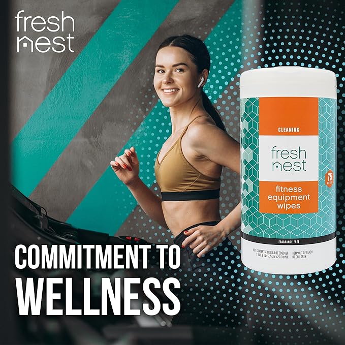 Fitness Equipment Wipes - Cleaning Wipes for Yoga Mats, Pilates Studios, Gyms, Peloton & Cycle Bikes, Spas - Fragrance-Free Wipes Surface Cleaning for Home, Office, Gym 75-Count (Pack of 2)