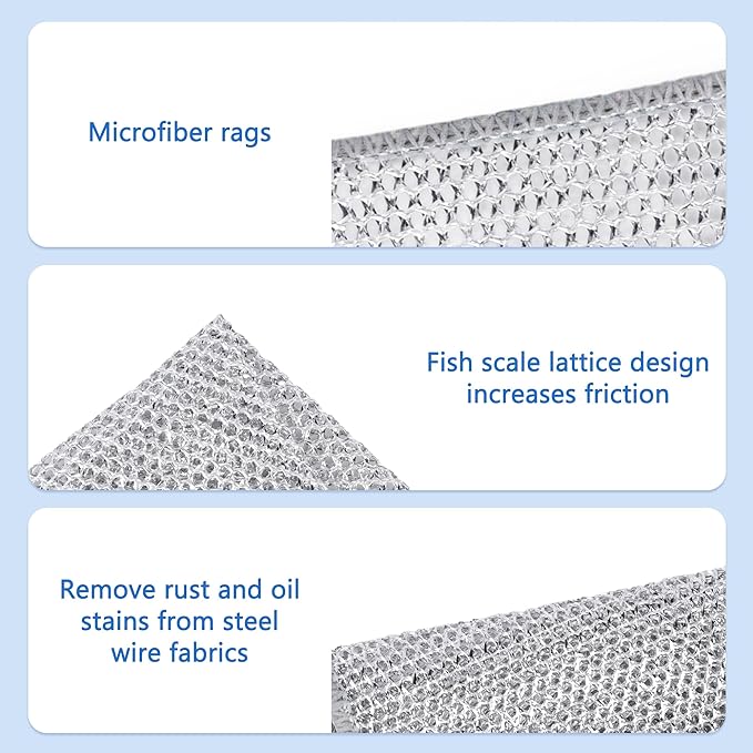 Non Scratch Wire Dishcloth Multipurpose 30PCS - Kitchen Wire Dishwashing Rag Sets Bathroom Home Steel Wool Scrubber Essentials Towels Cleaning Pads Supplies,for Dishes Sinks, Dishes, Stove Top Tools