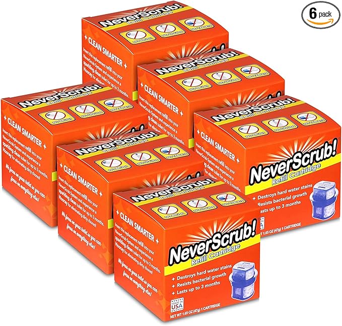 Self Cleaning Toilet System Replacement Cartridge, 1.65 oz, Lasts Up to 3-5 Months Continuous Toilet Bowl Cleaning - 6 Pack