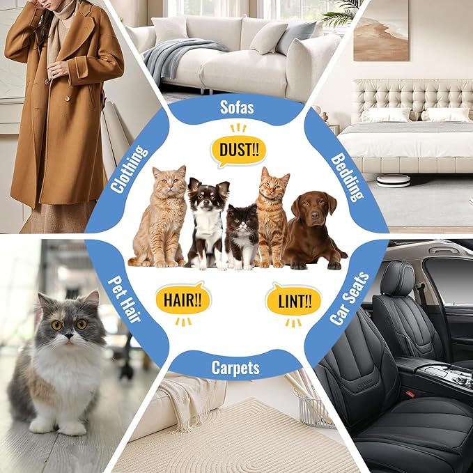 Quppa 2 PCS Pet Hair Removal Glove for Dogs and Cats Reusable Newly Upgraded Five-Finger Electrostatic Pet Cat Dog Hair Remover Non-Slip Dog Hair Remover Tool for Couch, Clothing, Car Seat,Carpet