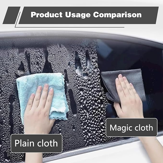 10PCS Thickened Magic Cleaning Cloth,Bsorbent Magic Cleaning Glass Cloth,Reuseable Streak Free Magic Fiber Microfiber Cleaning Cloth for Kitchen, Window, Glass, Cars (Black)